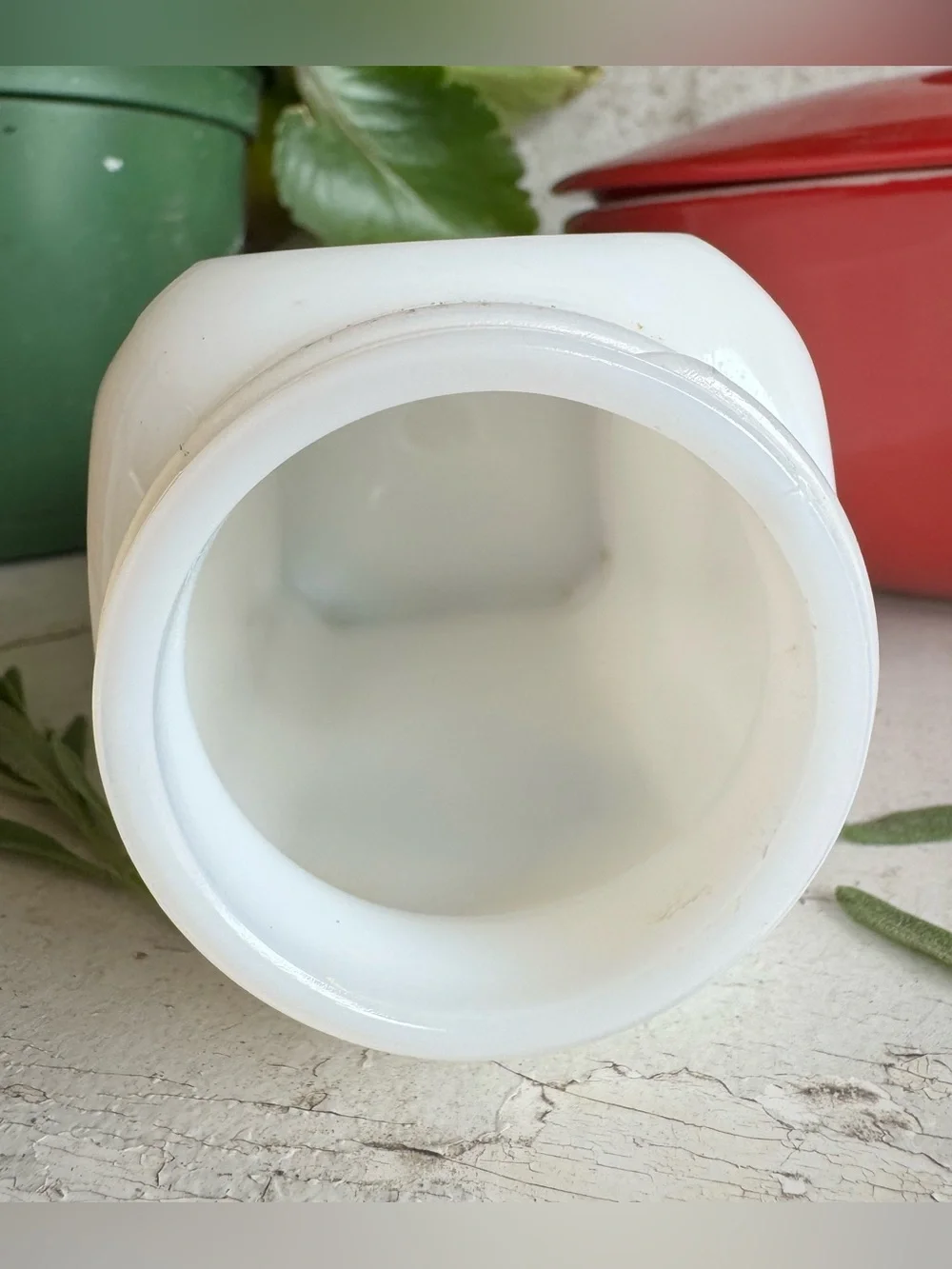 Vintage Hazel-Atlas White Milk Glass Pepper Shaker w/Aluminum Lid